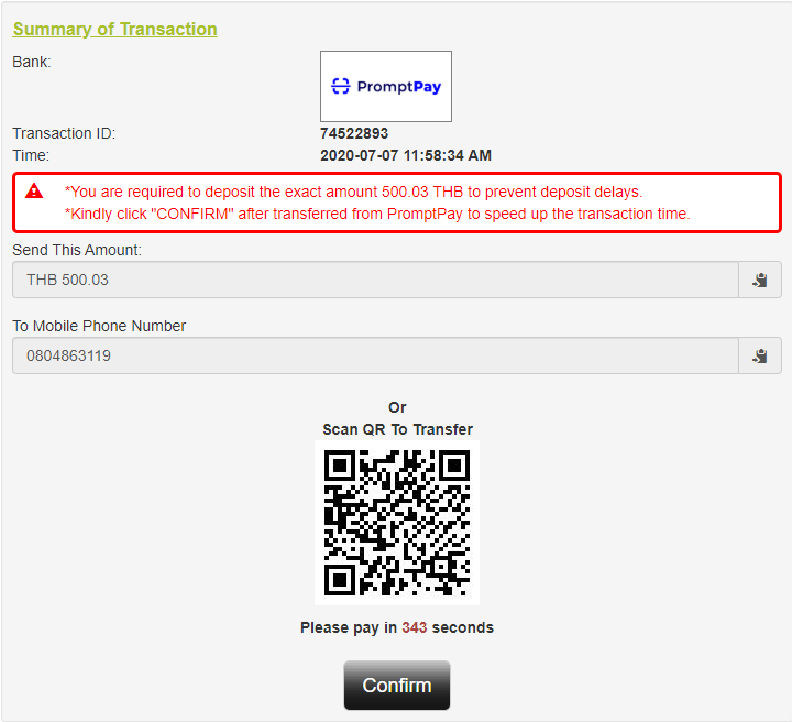 QR Code PromptPay deposit FXCL Forex Broker